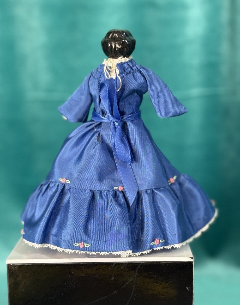 Antique German 5.5” Bisque Cloth Miniature Dollhouse China Doll