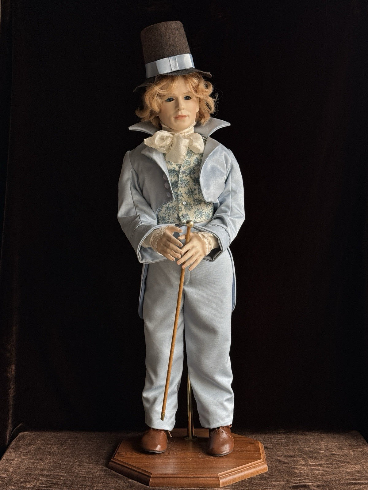 OOAK Large Artist Made Porcelain Victorian Gentleman Doll with Stand