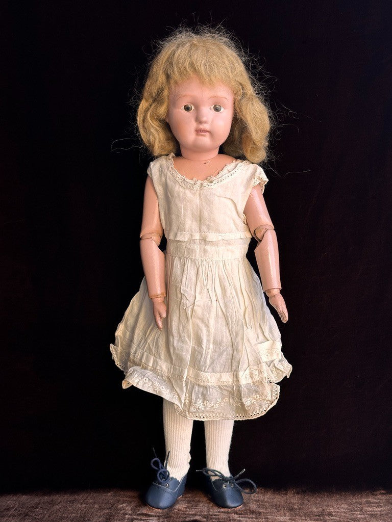 Large Antique American 22.5” Schoenhut Wooden Jointed Miss Dolly Doll