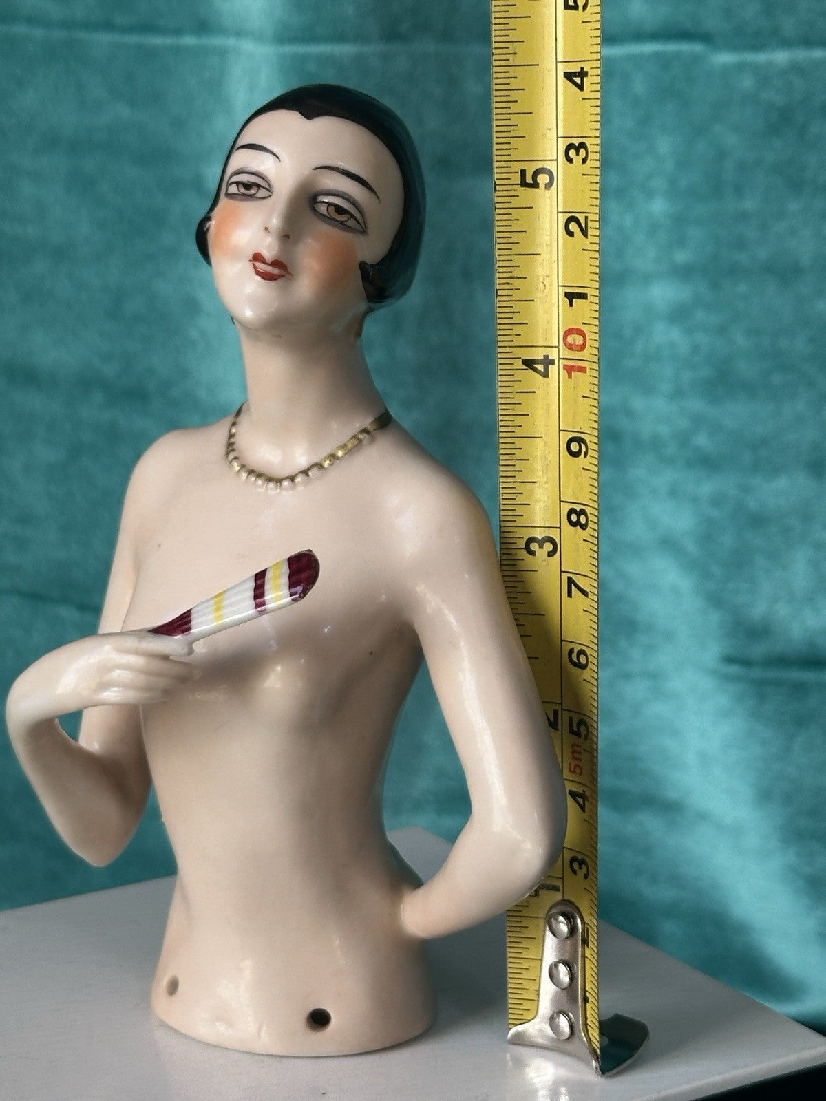 Antique German Art Deco Flapper Pin Cushion Half 5 1/2” Doll