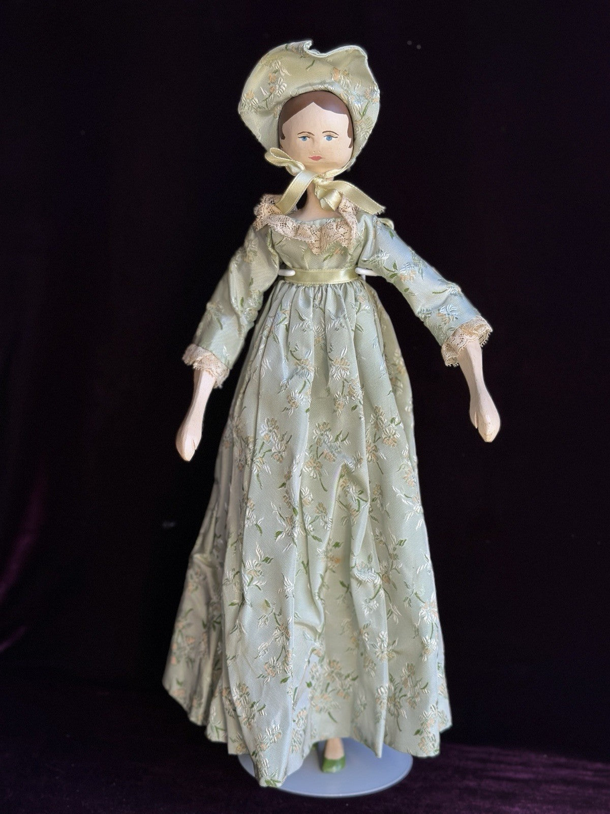 Hand-Carved 16.5” Peg-Jointed Grodnertal Style Wooden Reproduction Doll