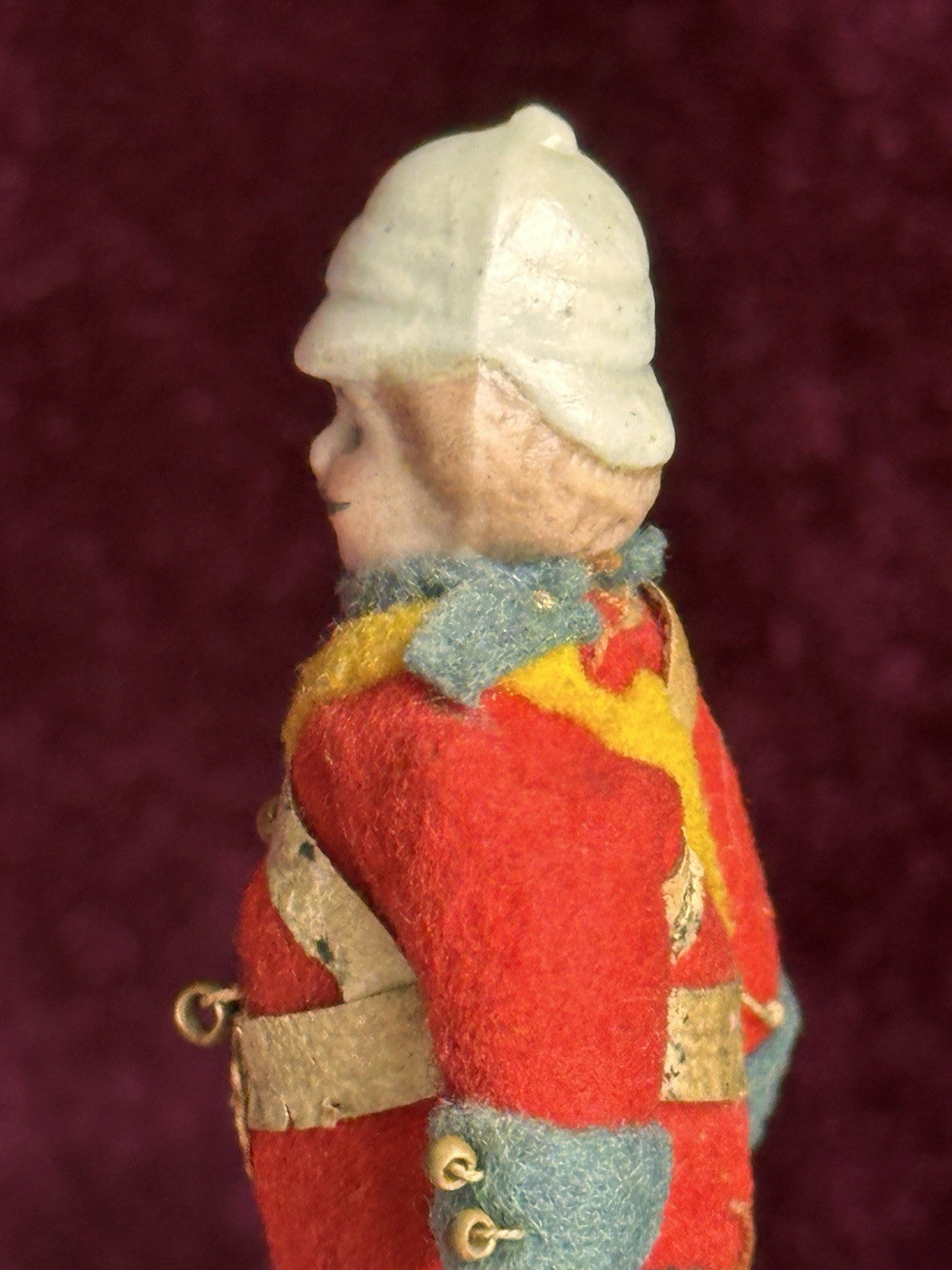 Antique German Kestner Bisque 2.75” Soldier Molded Hat Dollhouse Soldier Doll