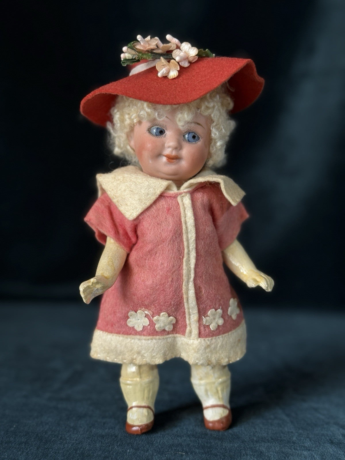 Antique German Hermann Steiner Googly Eyes 7” Doll Bisque Head