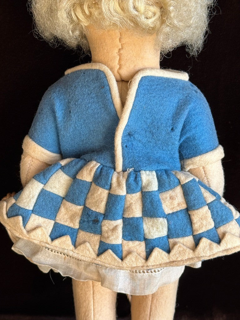 Vintage Italian 12” Lenci 111 Felt Cloth Character Girl Doll with Jump Rope
