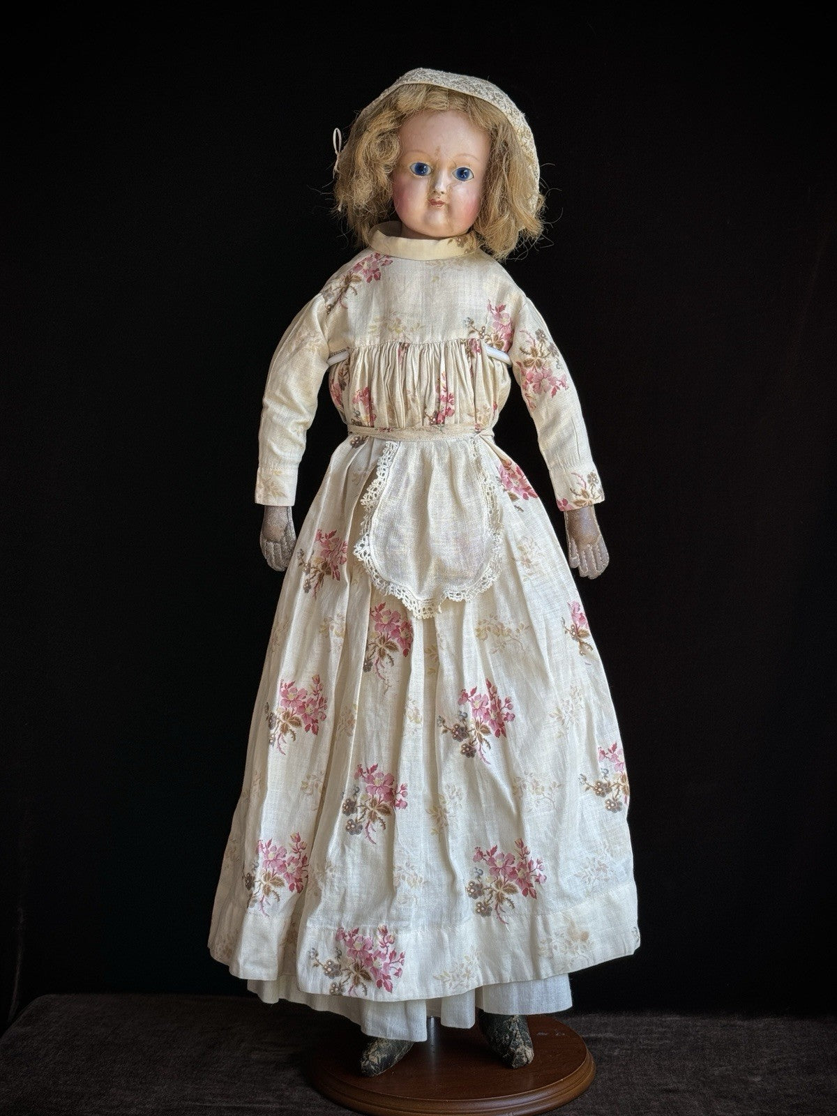 Antique German 26” Wax Over Papier Mache Doll