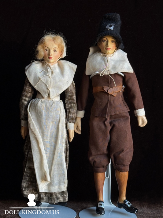 Pair of Vintage American Kimcraft Pilgrim Male and Female Dolls