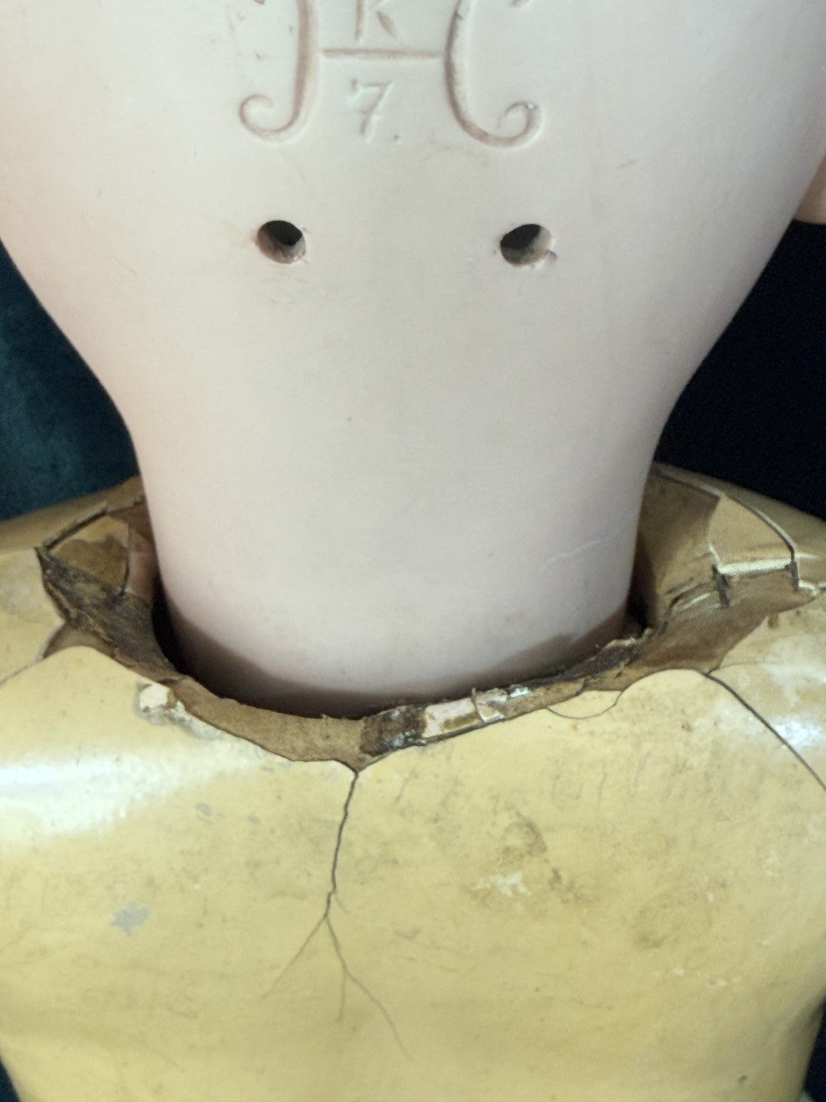 Antique German Karl Hartmann 28” Doll Bisque Head Composition Body-Damaged