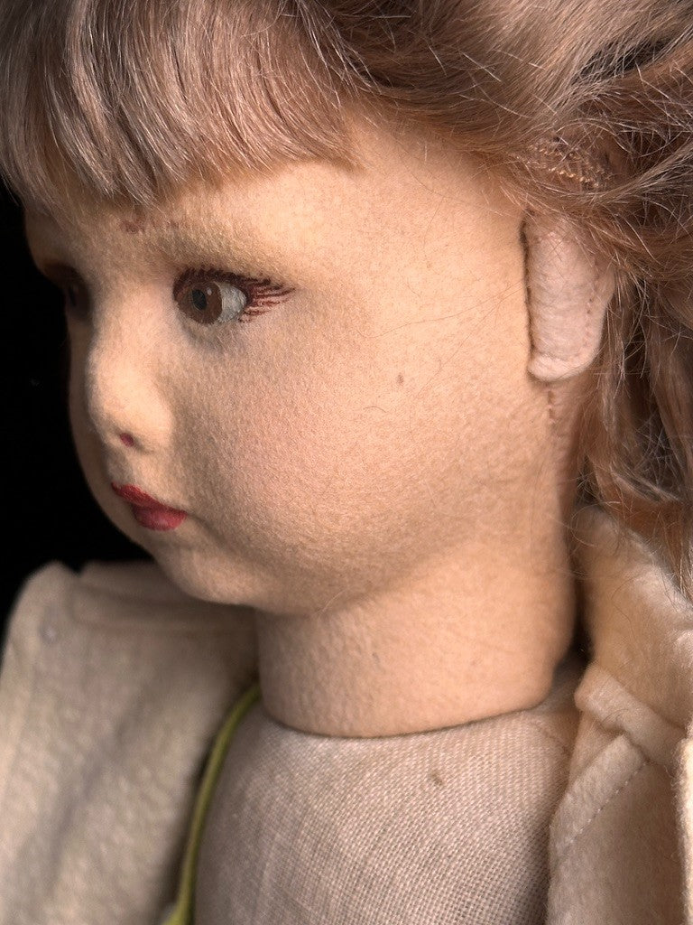 Vintage Italian 17” Lenci Mariuccia Face Felt Cloth Character Girl Doll