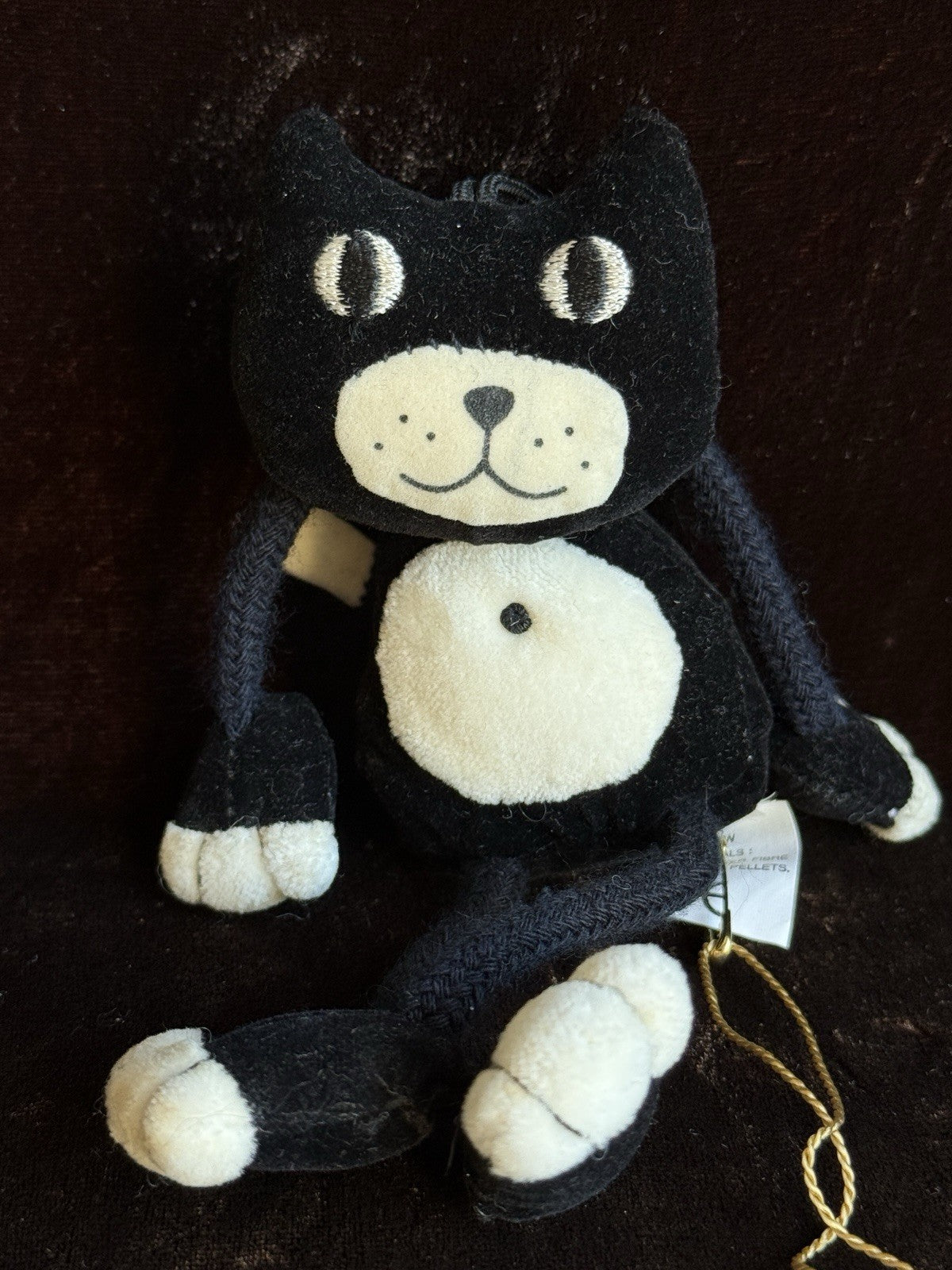 Rare Vintage Takashimaya New York Black Cat Plush Stuffed Animal Toy w Box Tag