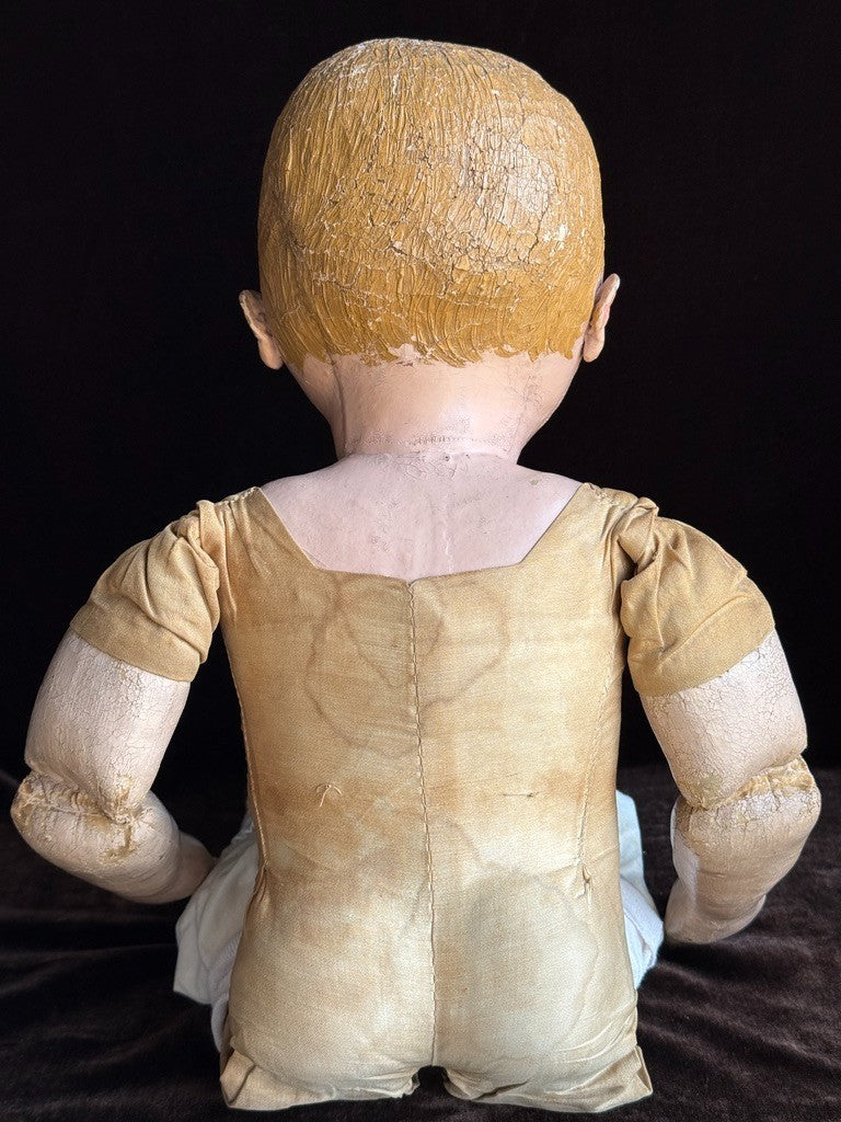 Large Antique American Martha Chase 24" Oil Painted Cloth Baby Doll