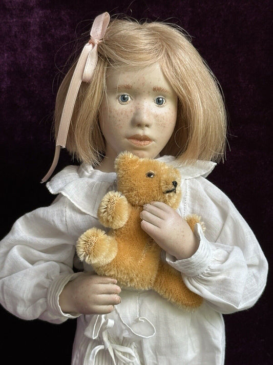 Very Rare OOAK 15.5” French Artist Malou Ancelin Leather Handmade Signed Doll