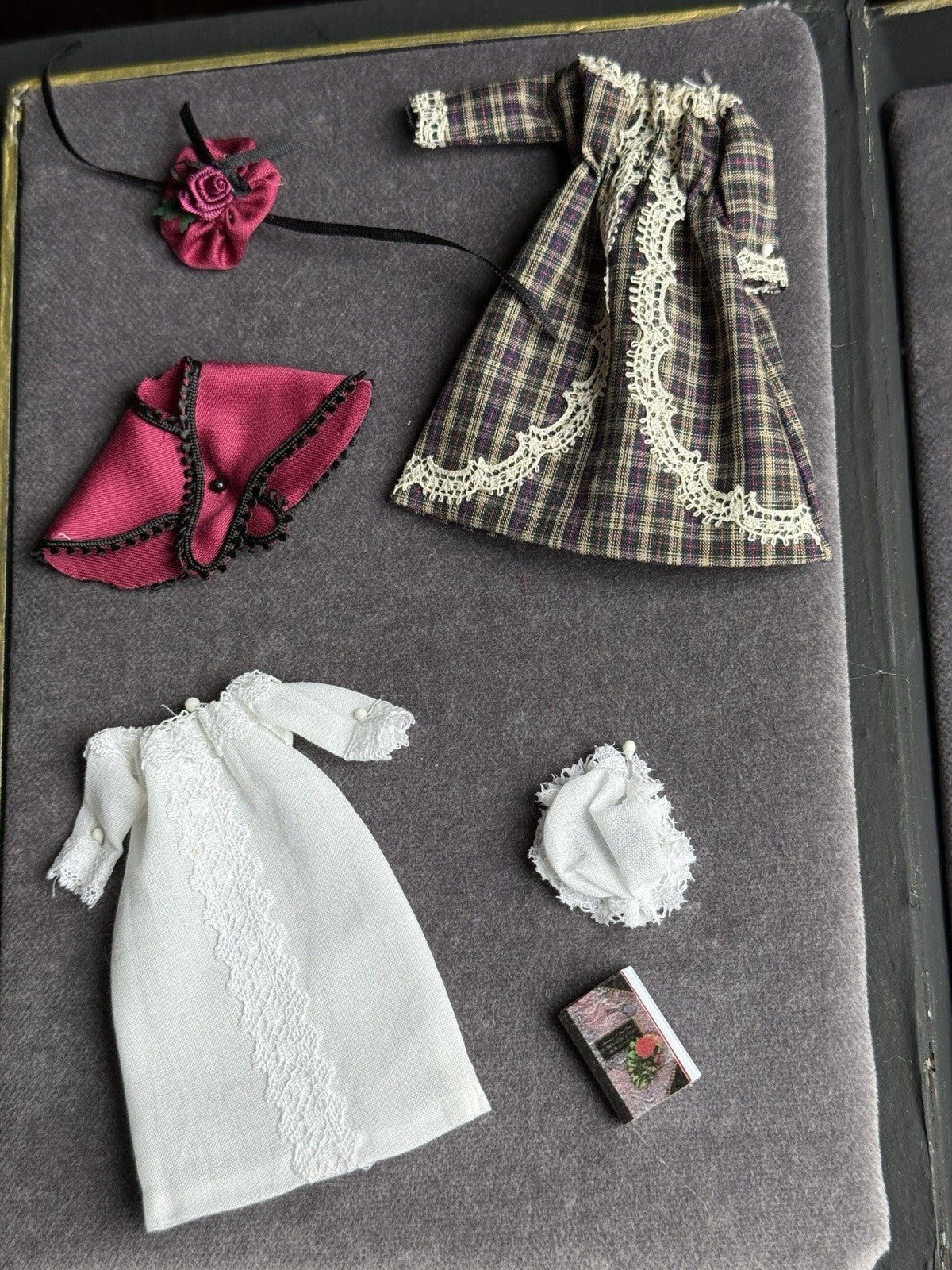 Miniature Porcelain Repro of China Doll by Rosemarie Snyder with Wardrobe Set