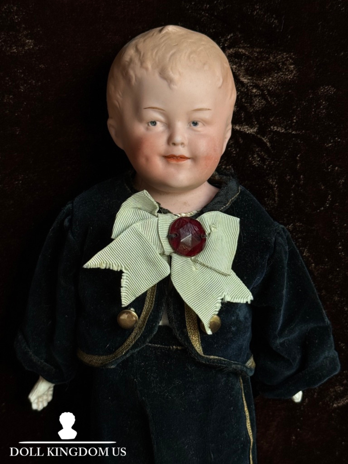 Antique German 12” Gebruder Heubach Bisque Shoulder Head Character Boy Doll