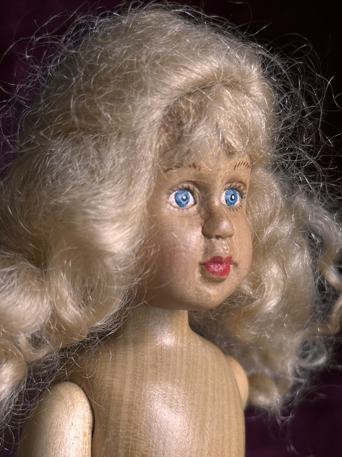 Robert Raikes Miniature 8.5” Wood Hand Carved Jointed Doll