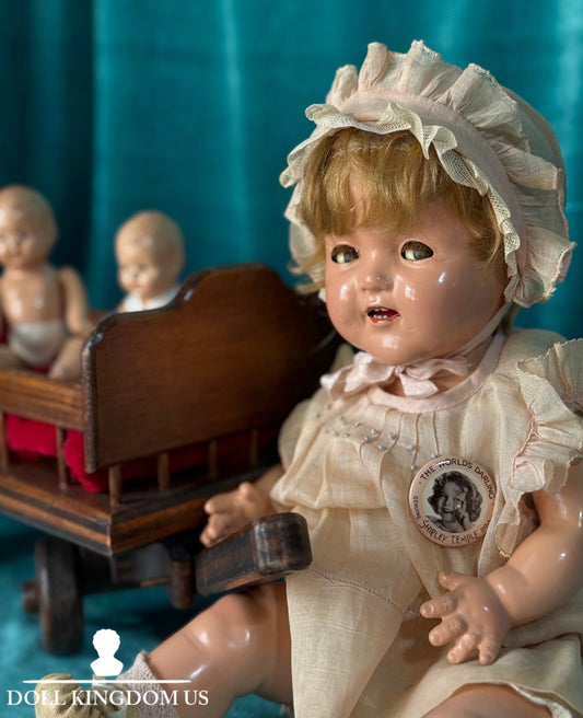 Antique 1930’s Composition 16” Shirley Temple Baby Doll by Ideal Co Flirty Eyes