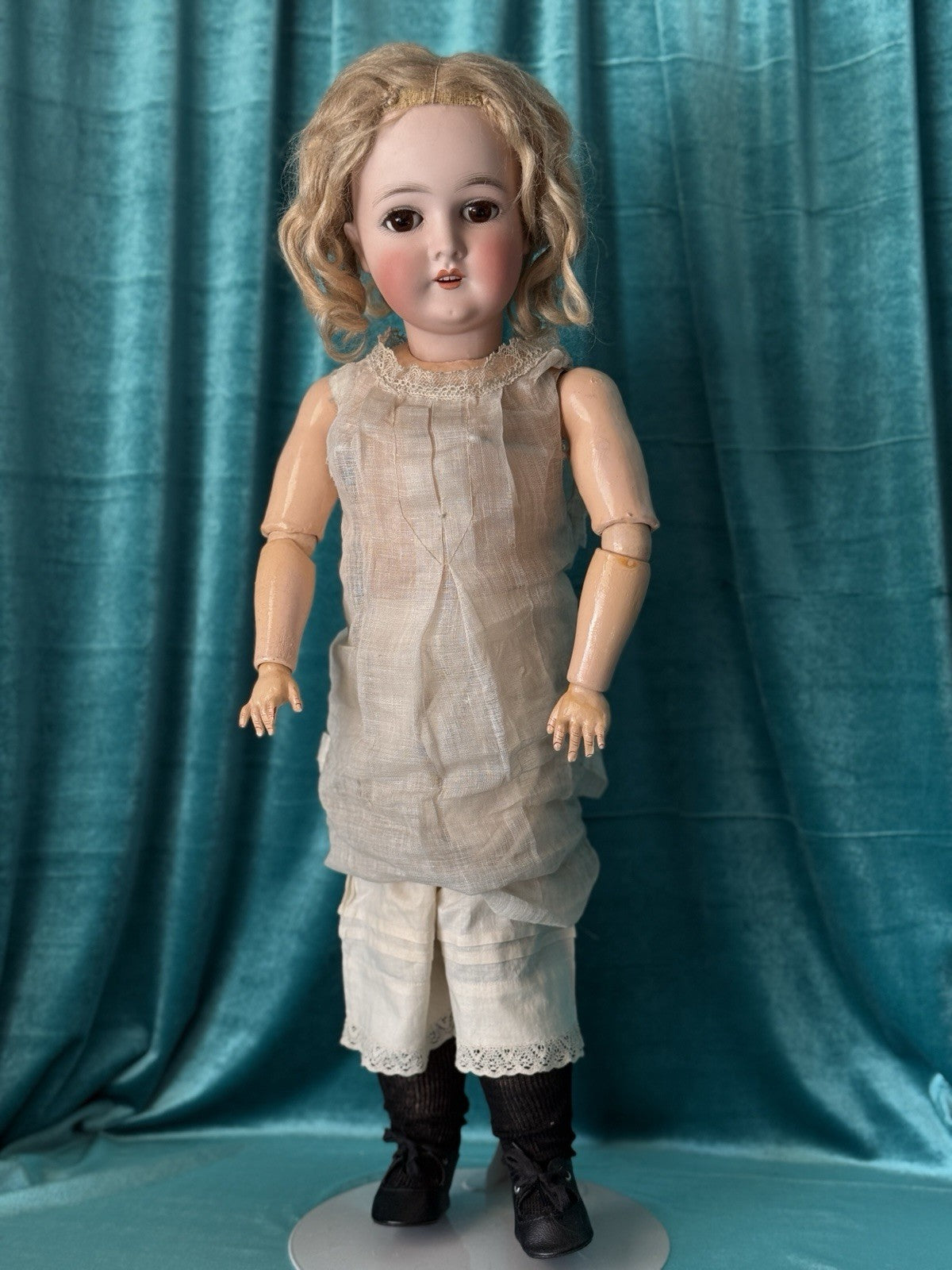 Antique German 23” Queen Louise Doll Bisque Head Composition Body