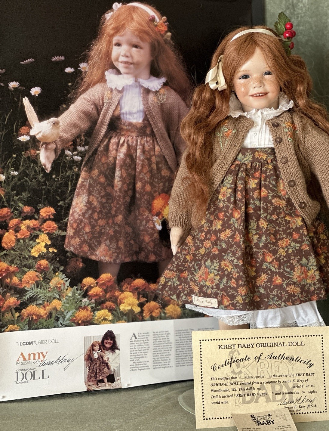 Collectible Artist Susan Krey Baby 22” Doll “Amy” Wax Over Porcelain  LE 50