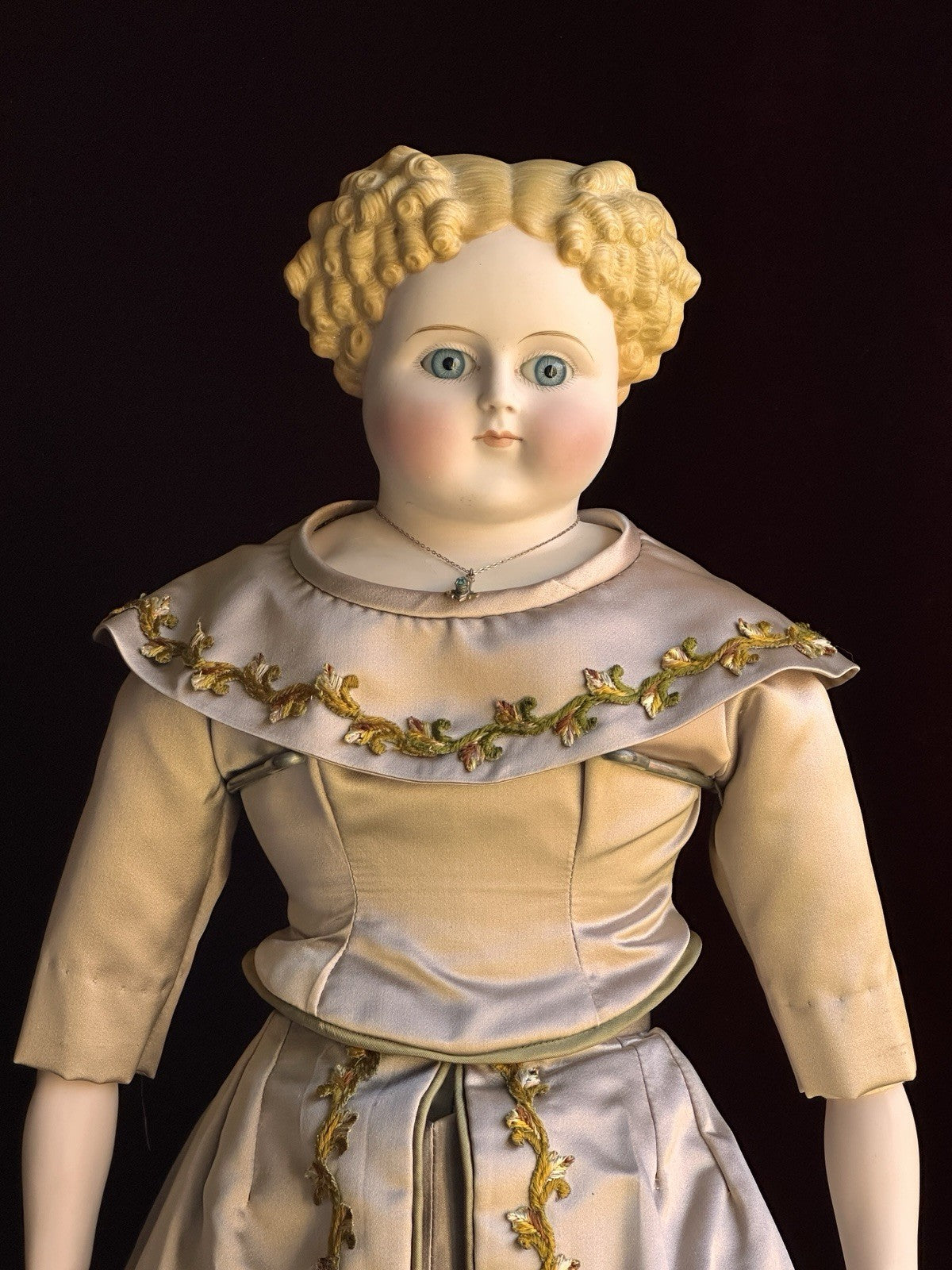 Large Antique German 26” ABG (?) Bisque Parian China Fashion Doll w/ Glass Eyes