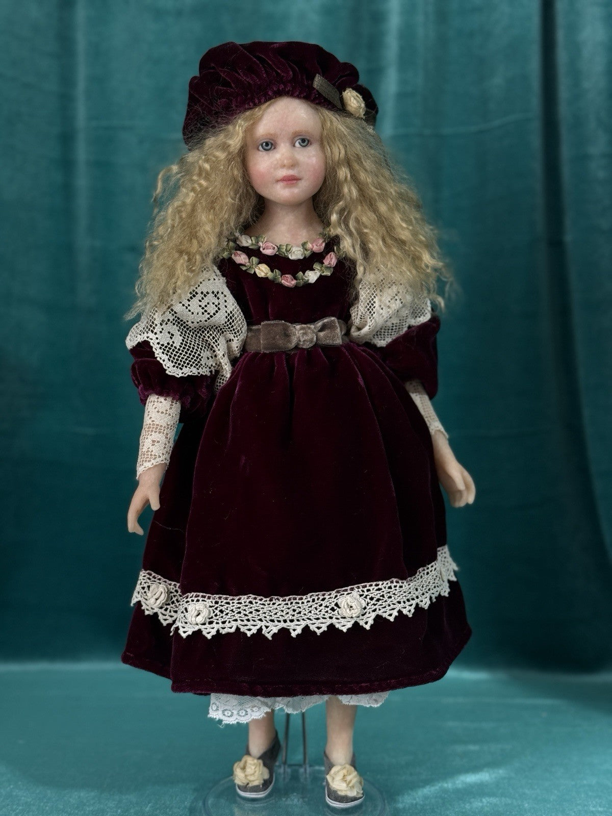 OOAK Collectible Polymer Fimo 15” Doll By Artist Edna Dali Original Box