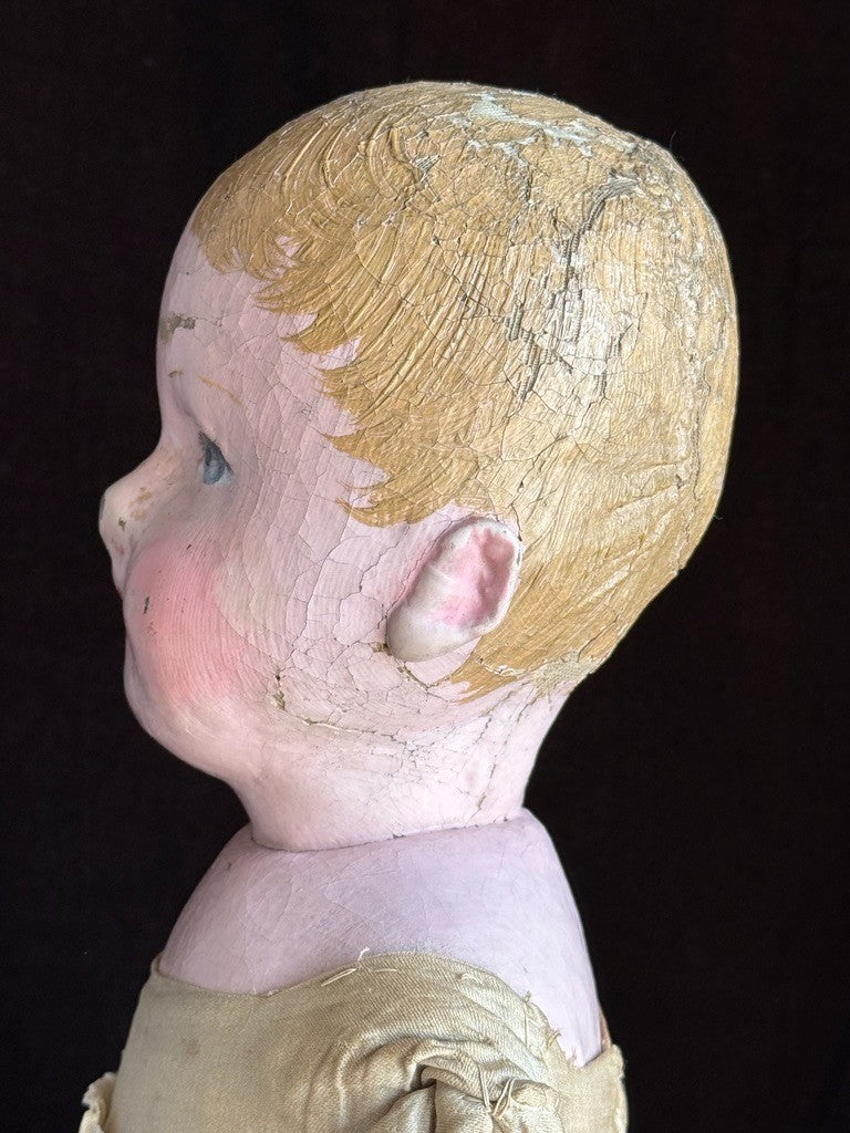 Antique American Martha Chase 20" Oil Painted Cloth Rag Baby Doll