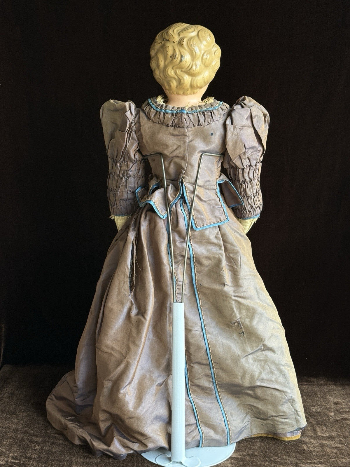 Antique German 24” Minerva Metal Tin Head Fashion Doll