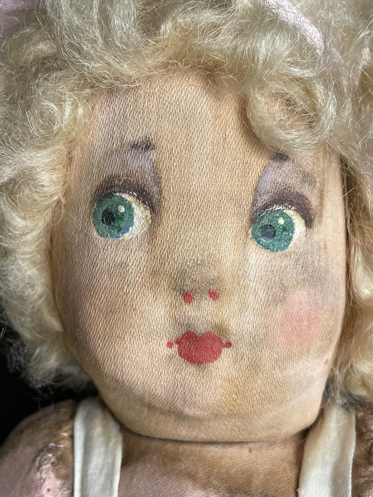 2 Vintage Cloth Dolls: Antique French Gre-Poir (?) and Handmade Felt Doll