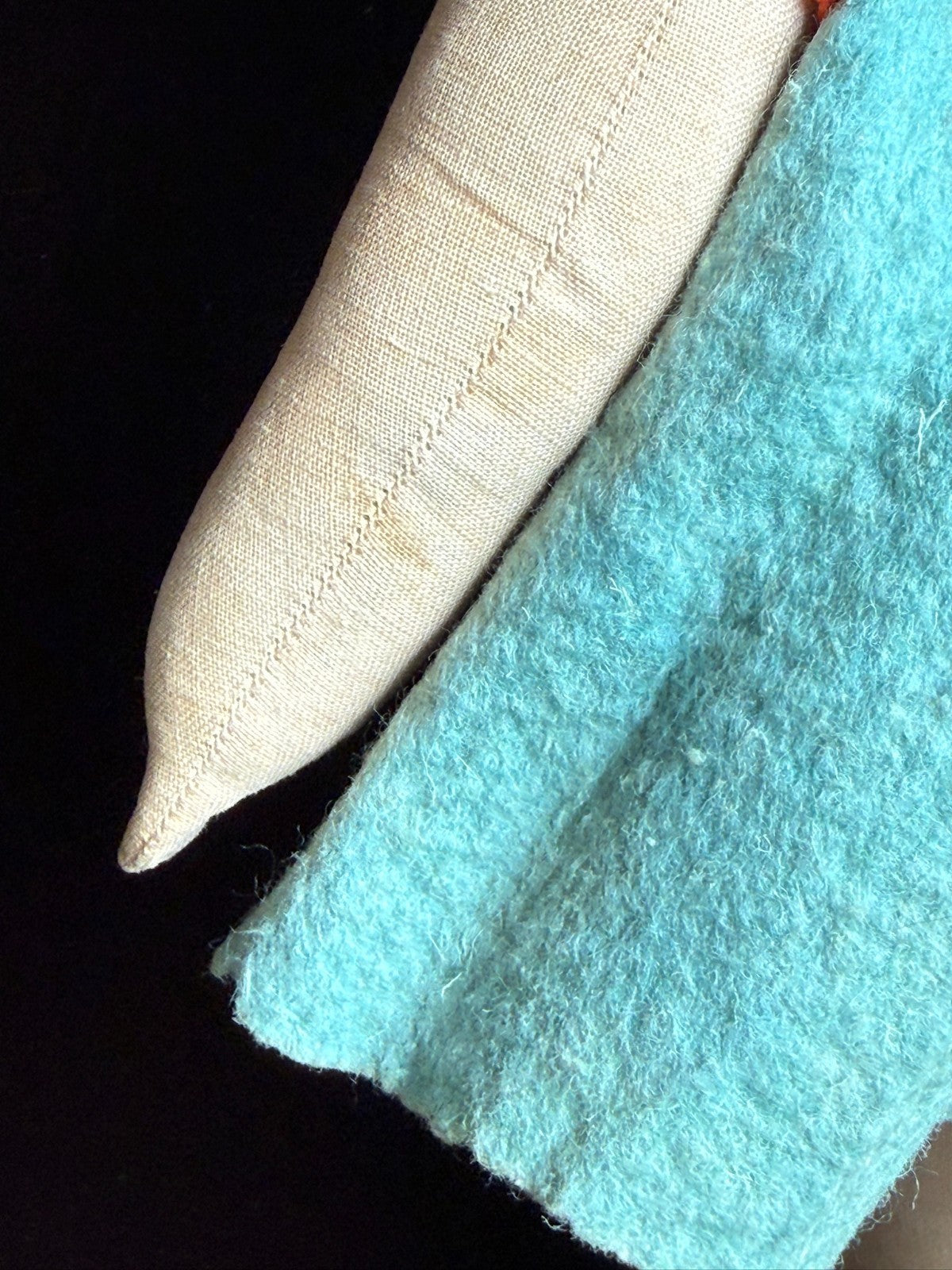 Vintage French 18” Felt Cloth Character Doll