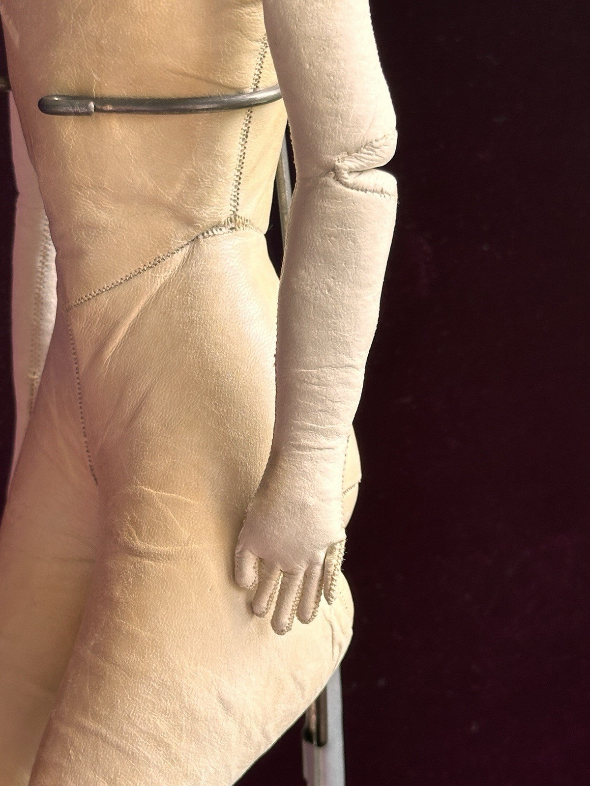 Vintage Porcelain 16” Reproduction Of Antique French Fashion Doll Leather Body