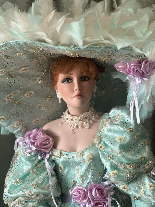 Collectible Large 42” Porcelain Doll “Rustie ” by Rustie LE 2000 COA/Stand