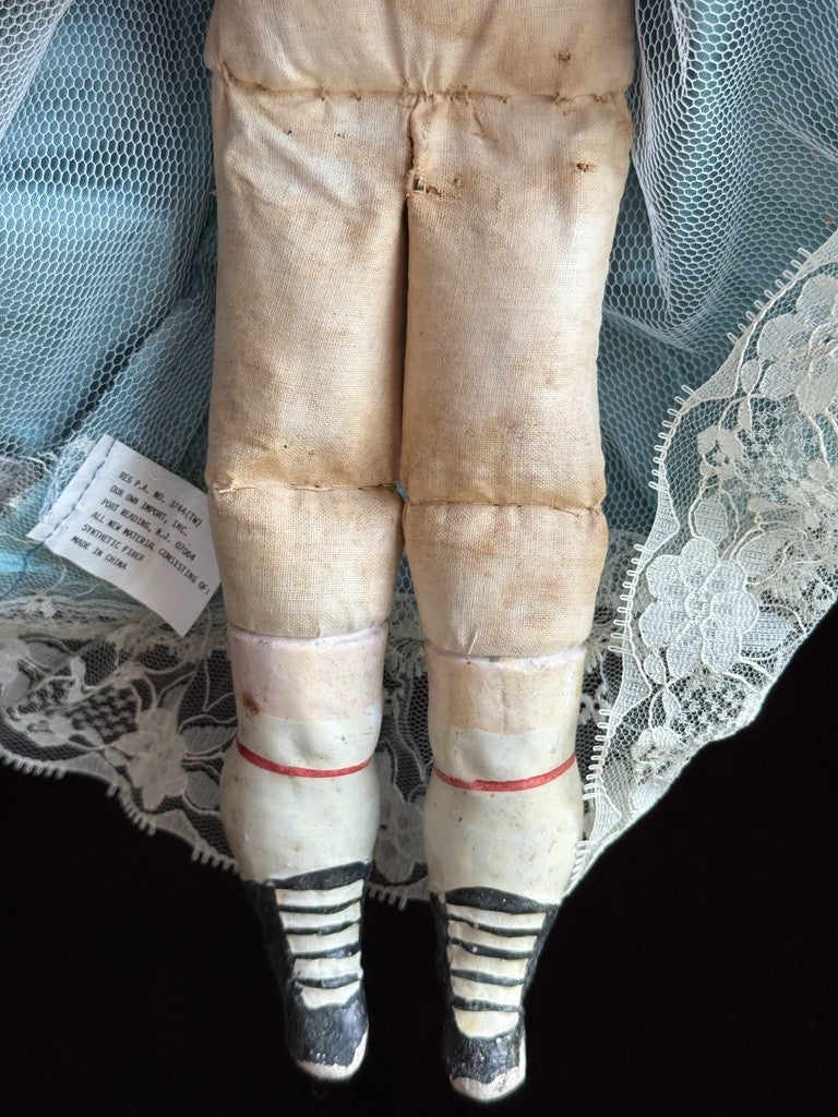 Antique German 16” Wax over Papier Mache Shoulder Head Cloth Body Fashion Doll