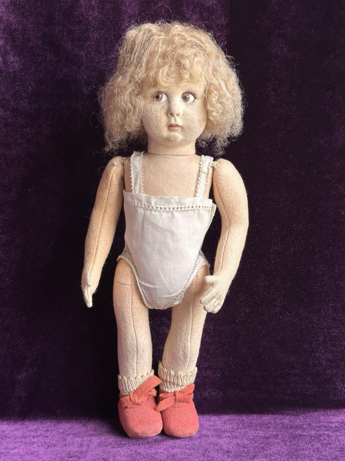 Vintage Italian 12” Lenci 111 Felt Cloth Character Doll