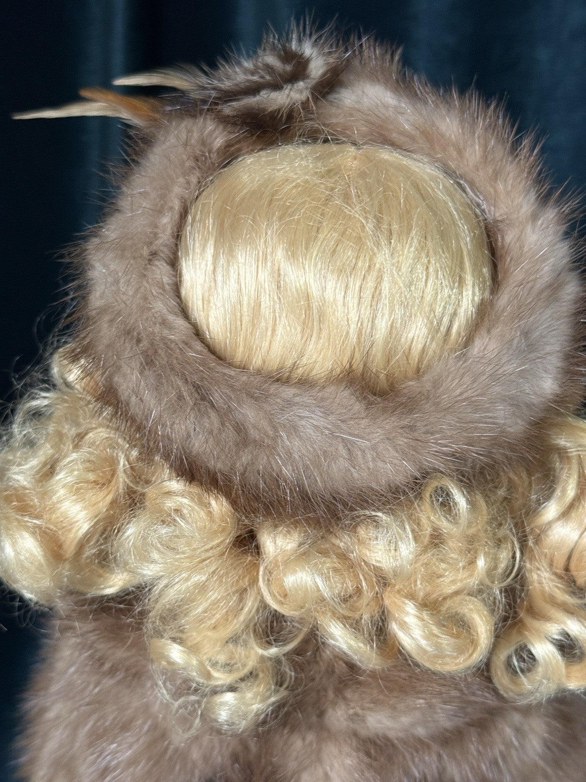 Madame Alexander Cissy Doll In Green Taffeta Dress and Real Fur  (Mink?) Coat