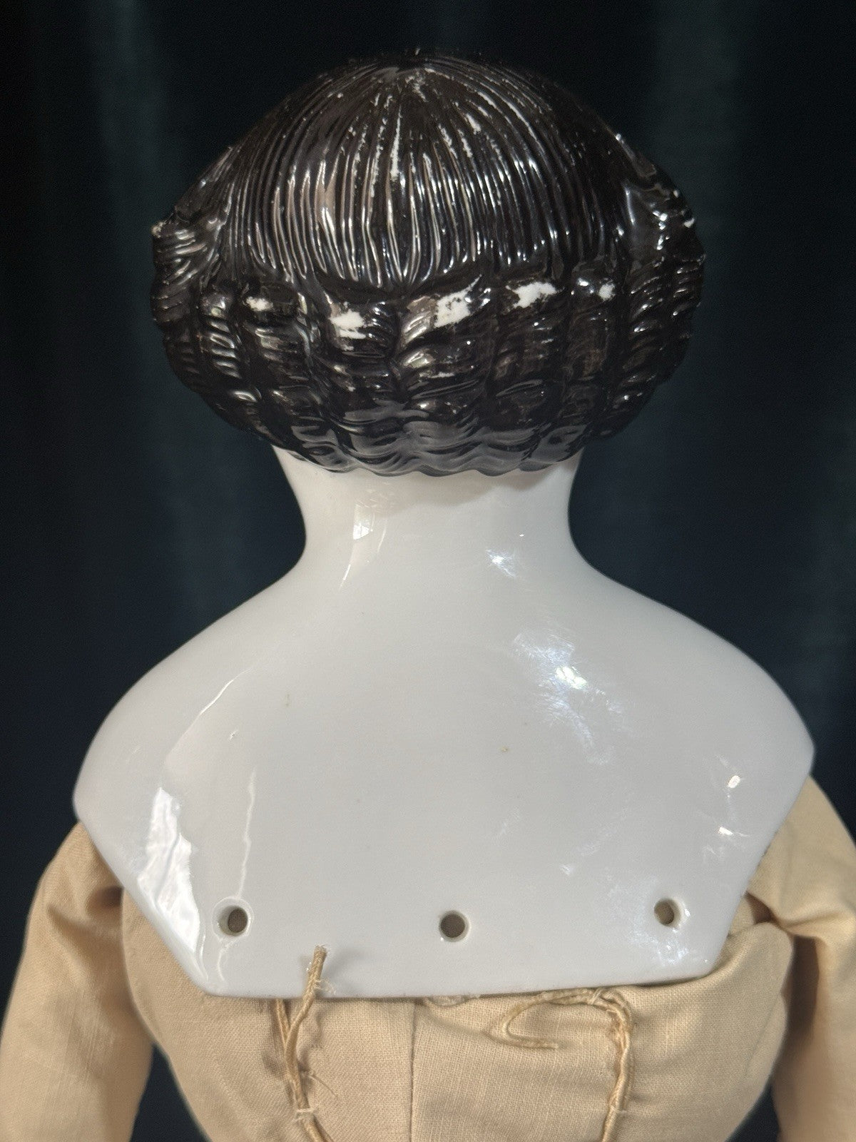 Antique German 25” Flat Top Highbrow China Shoulder Head Doll