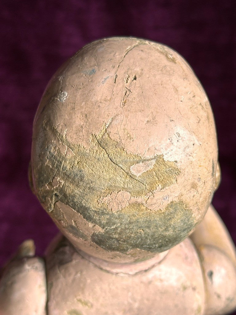 Antique American 12” Schoenhut Wooden Jointed Baby Boy Doll