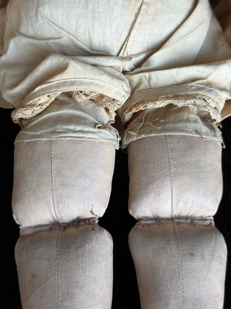 Antique American Martha Chase 20" Oil Painted Cloth Rag Baby Doll