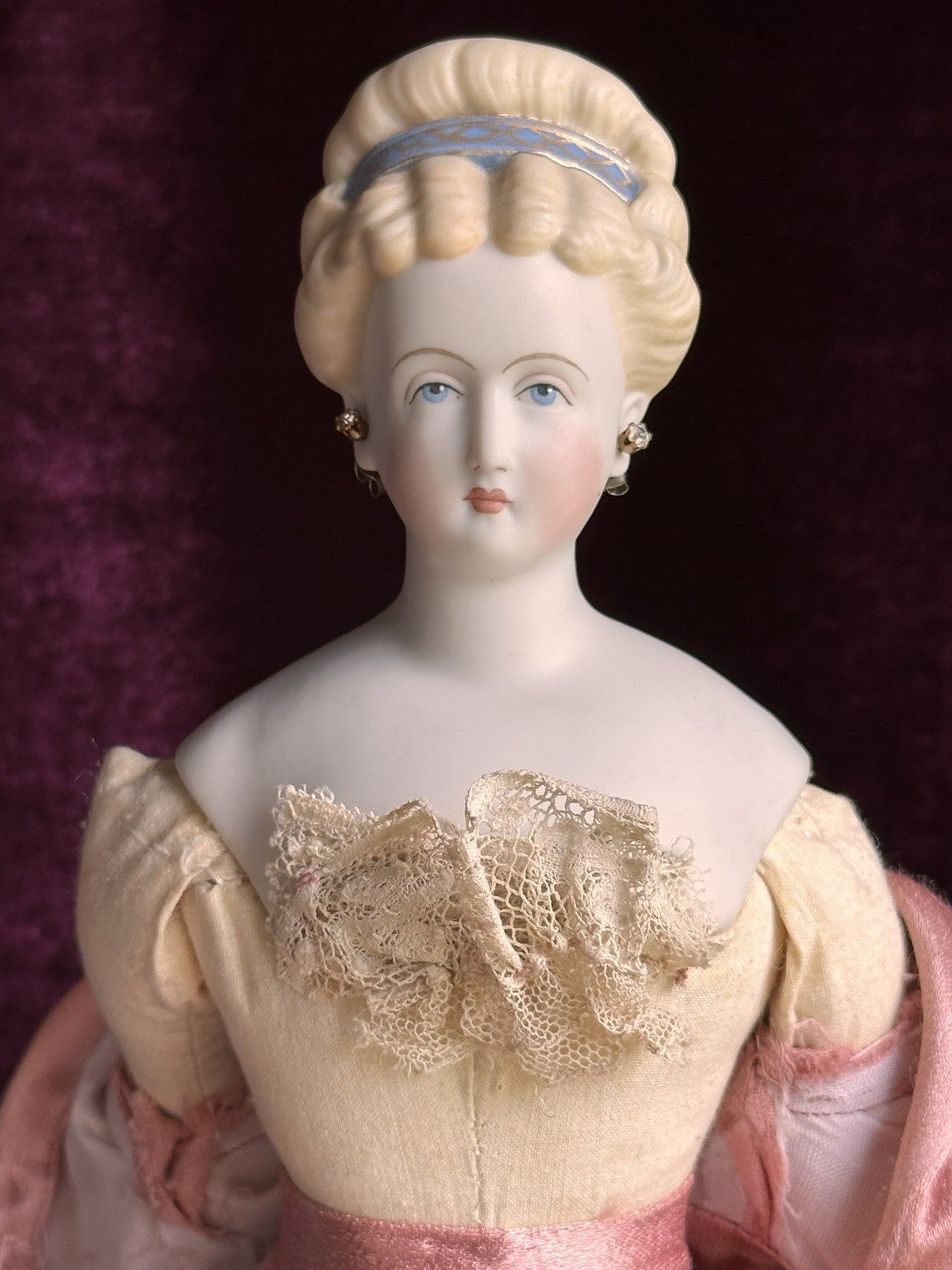 Vintage Artist 16” Reproduction of Antique German Parian Doll Pierced Ears
