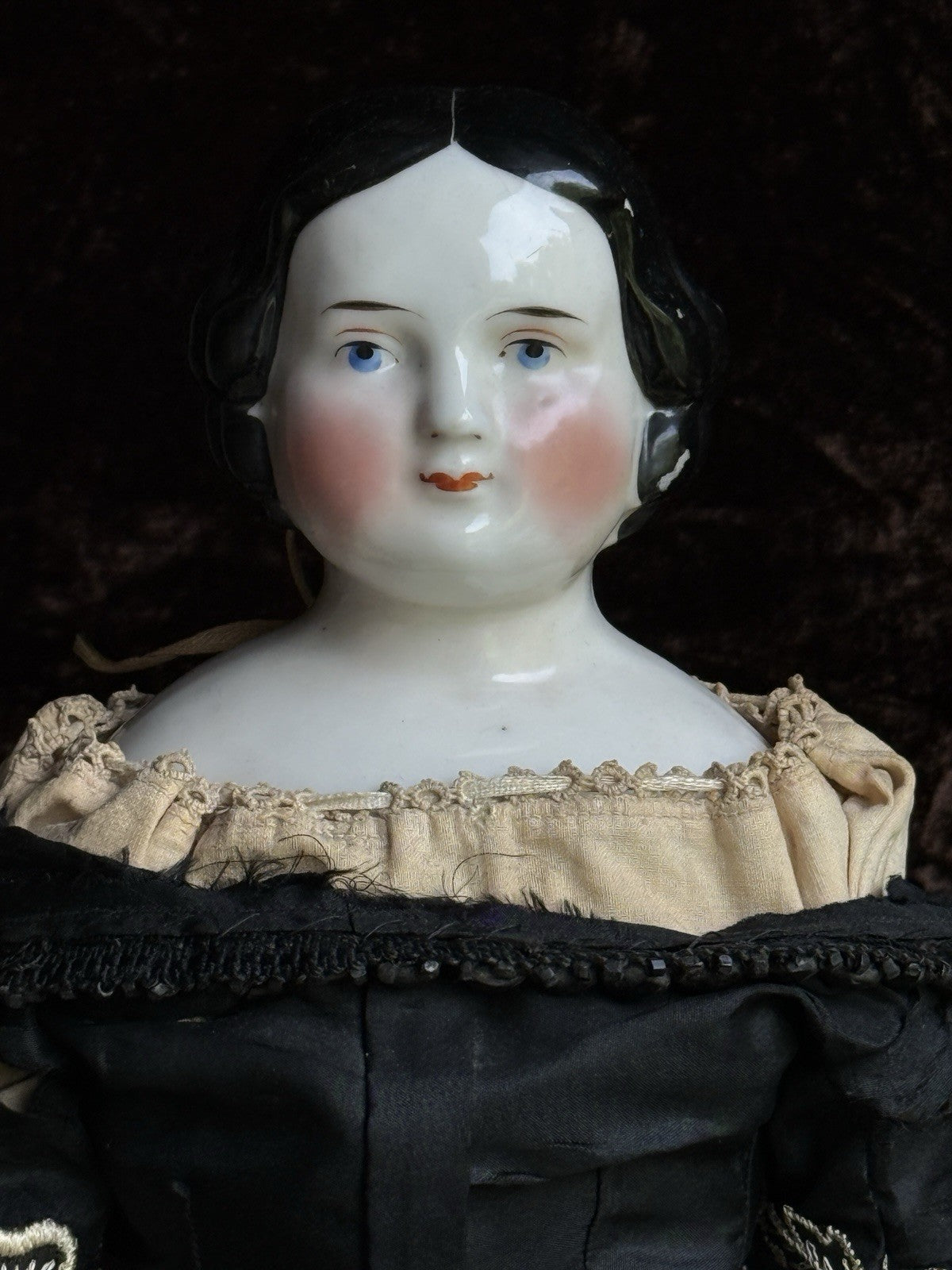 Antique German 18” Kister China Shoulder Head Doll