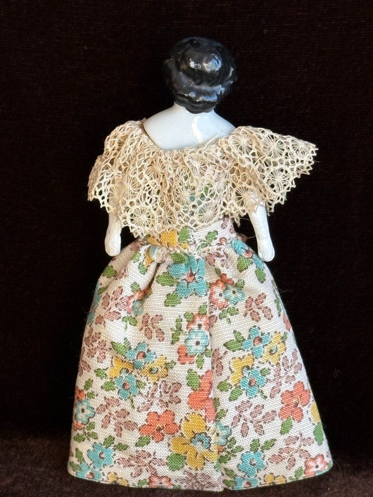 Antique German 3.75"-4.5” Bisque Cloth Miniature Dollhouse China Doll