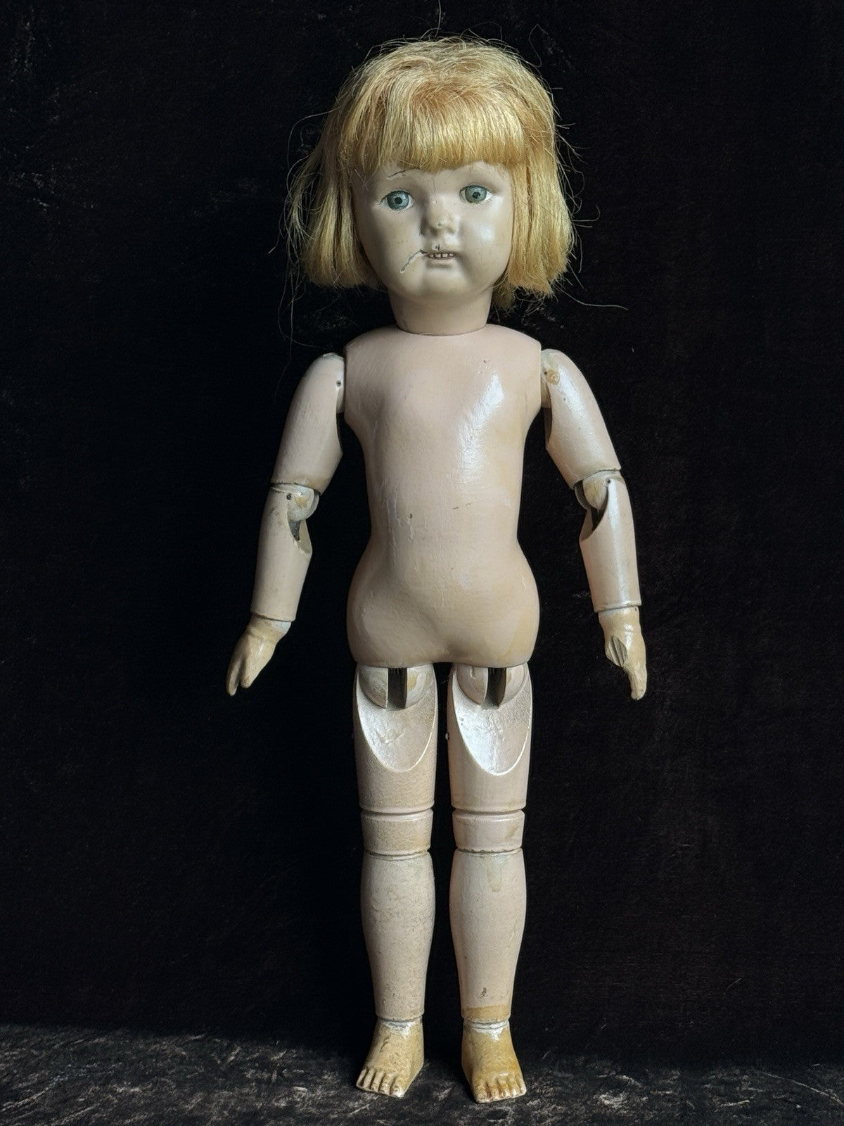 Antique American 17” Schoenhut Wooden Jointed Miss Dolly Doll