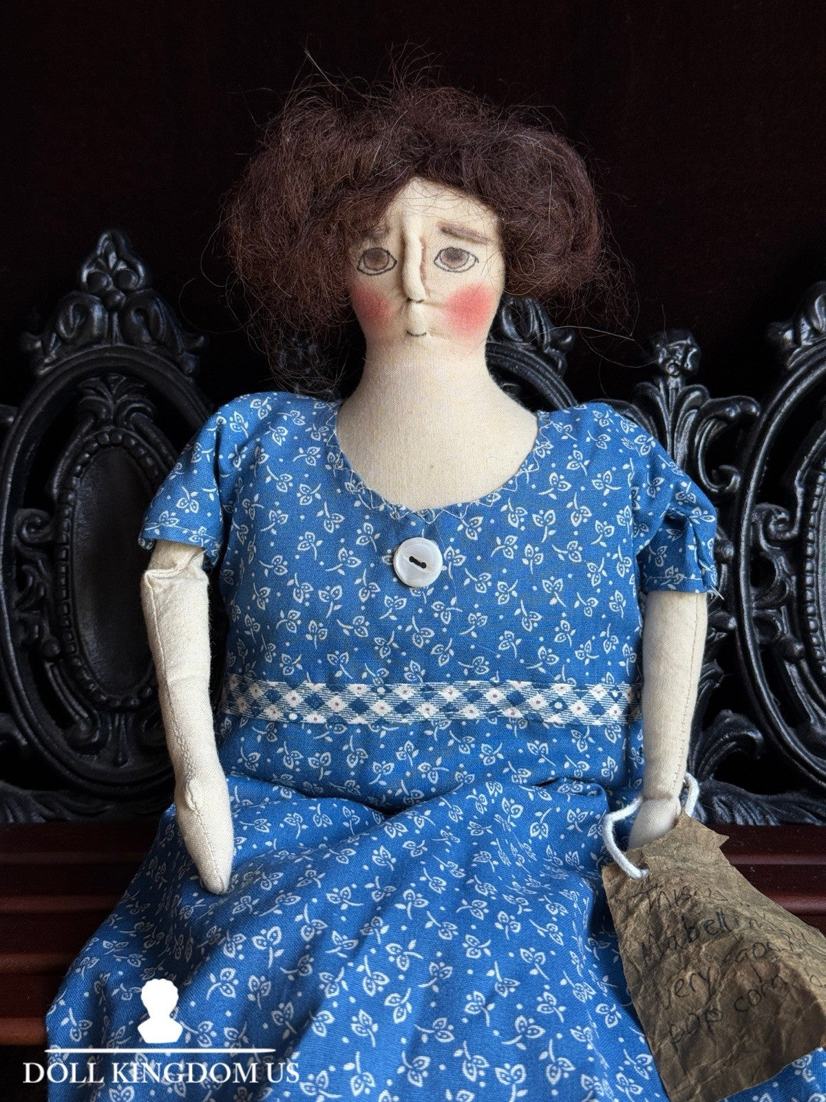 Handmade 18” Signed Cloth Folk Art Decorative Doll