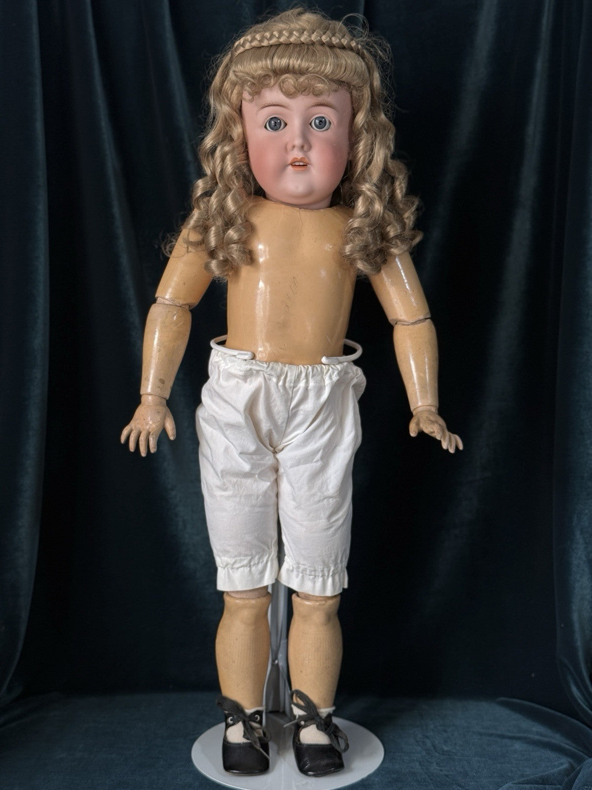 Antique German Karl Hartmann 28” Doll Bisque Head Composition Body-Damaged