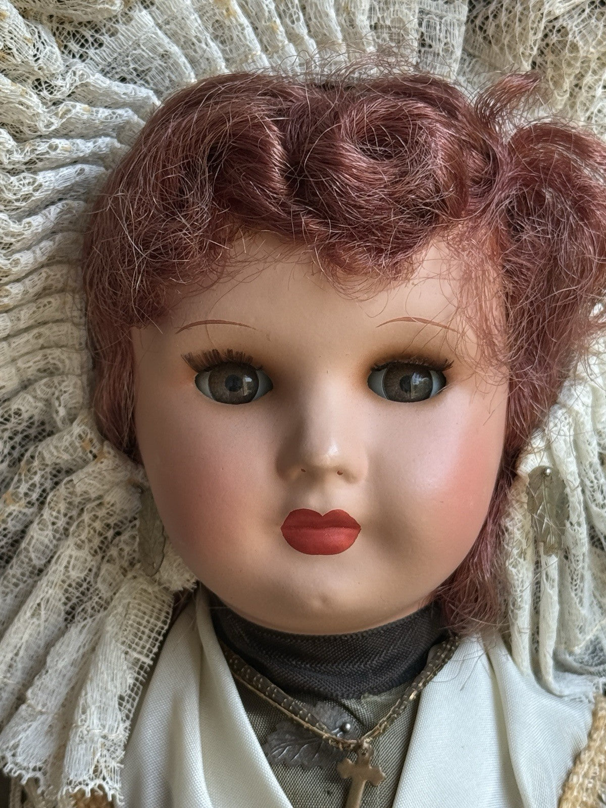 Vintage French 16” Unis Plastic/Composition Traditional Outfit Doll