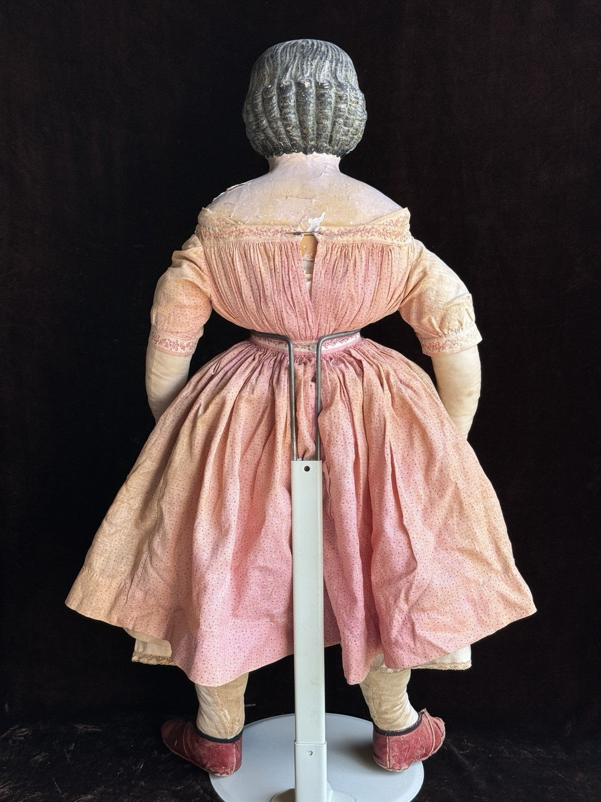 Large Antique American/German 25.5” Greiner Style Papier Mache Glass Eyes Doll