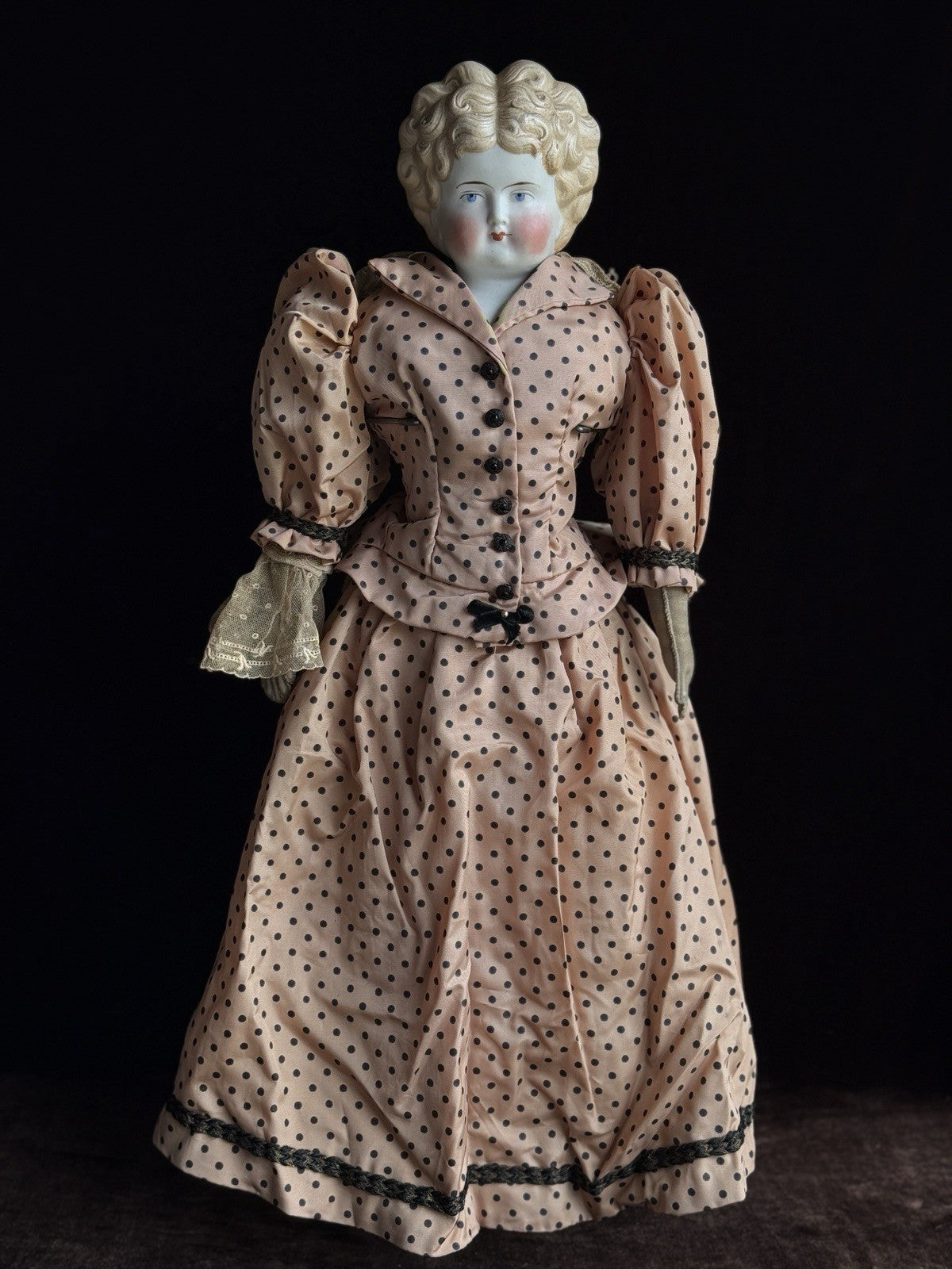 Antique German 22.5” Parian Bisque Head China Doll