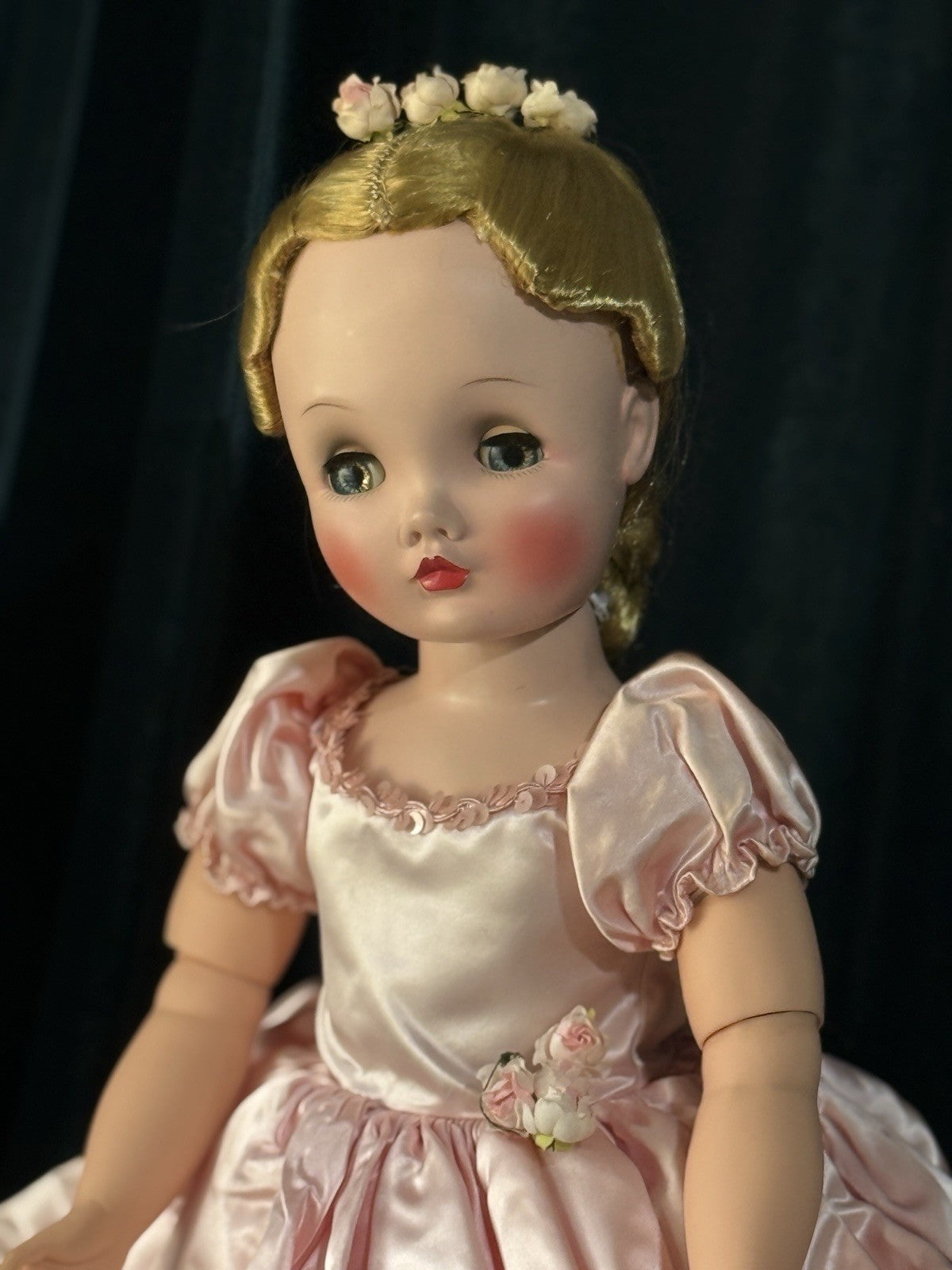 Rare!!! All Original Vintage 1950’s Madame Alexander 24” Binnie In Pink Gown