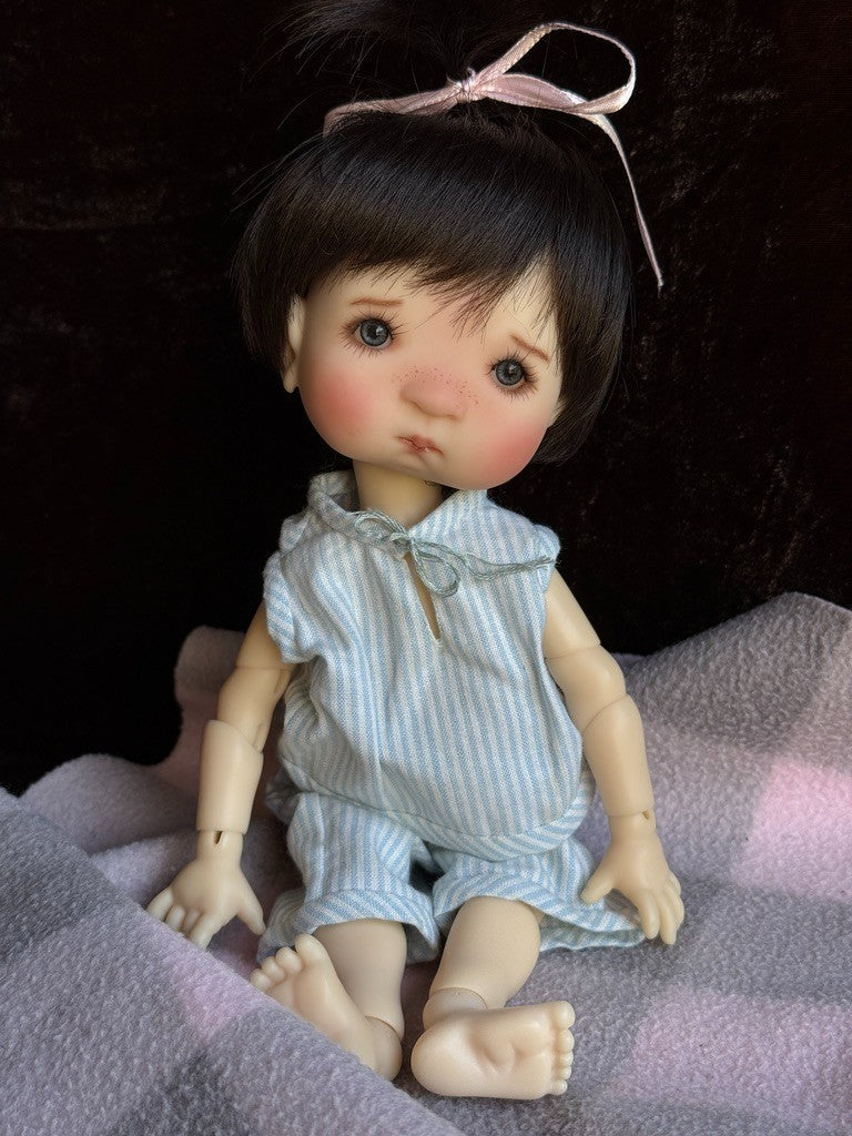Rare Meadow Tella 11.5" BJD Resin Full Set Doll Dressed with Teddy Bear /Blanket