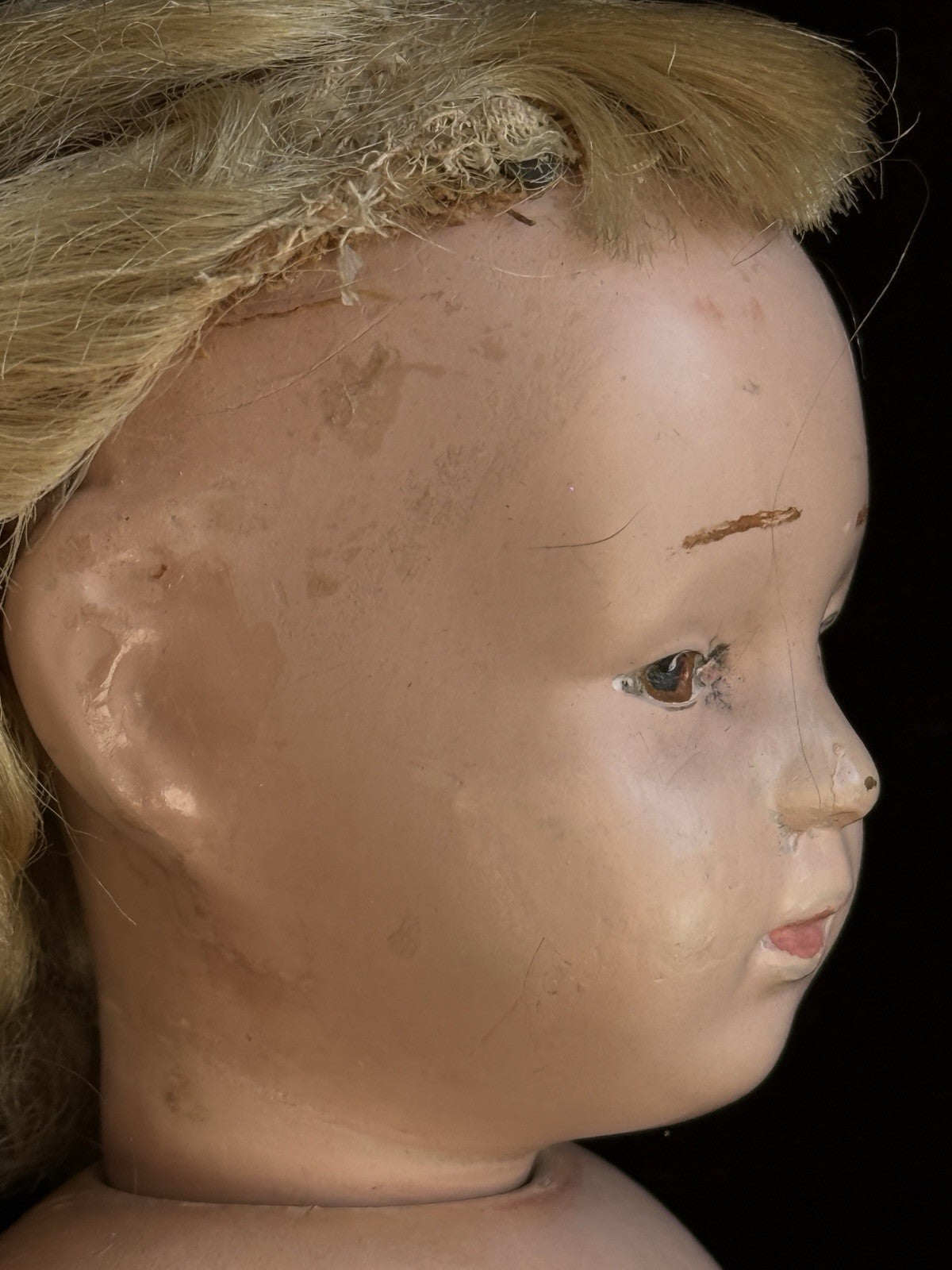 Antique 14.5” American Schoenhut Wood Carved Spring Jointed Character Doll