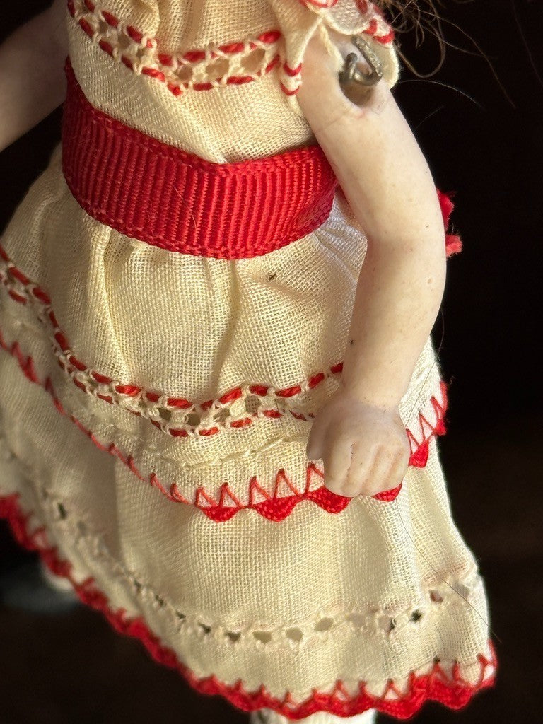 Antique German 4.75” All Bisque Closed Mouth Mignonette Doll