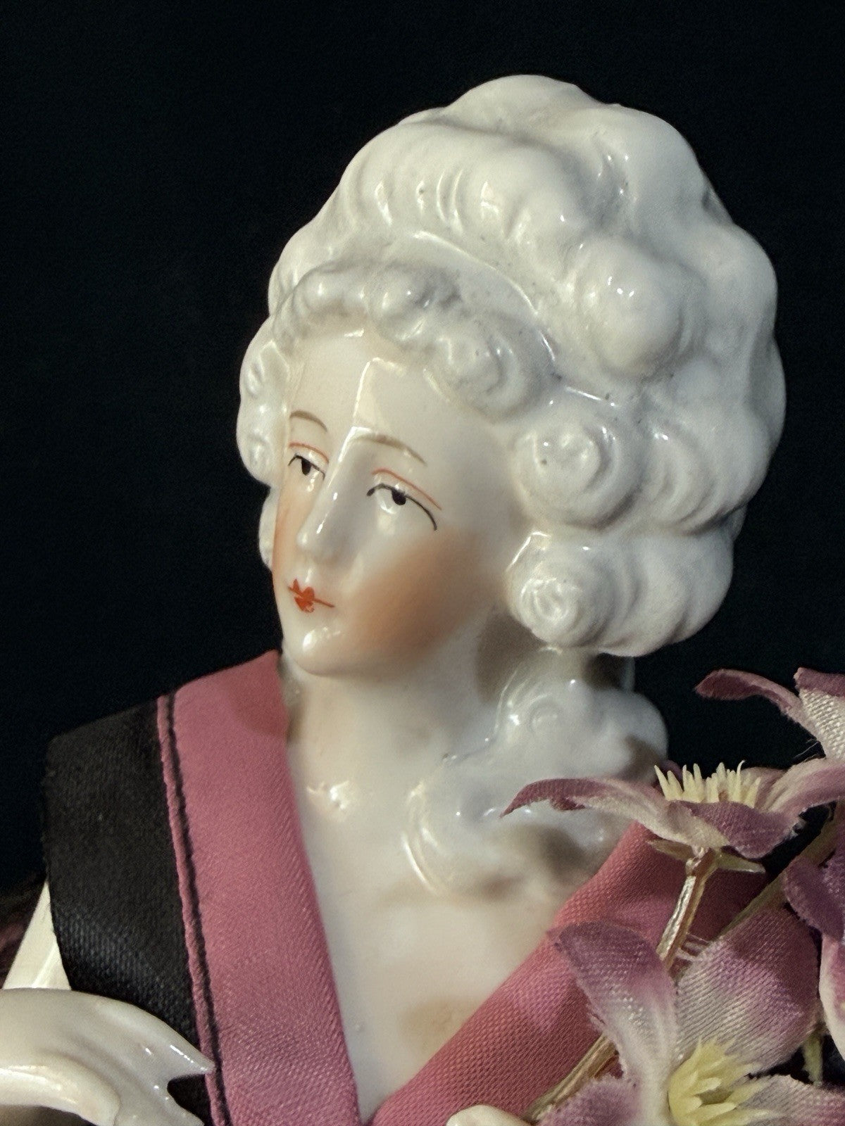 Large 10 1/2” Antique German Porcelain Schneider (?) Half Doll Pin Cushion