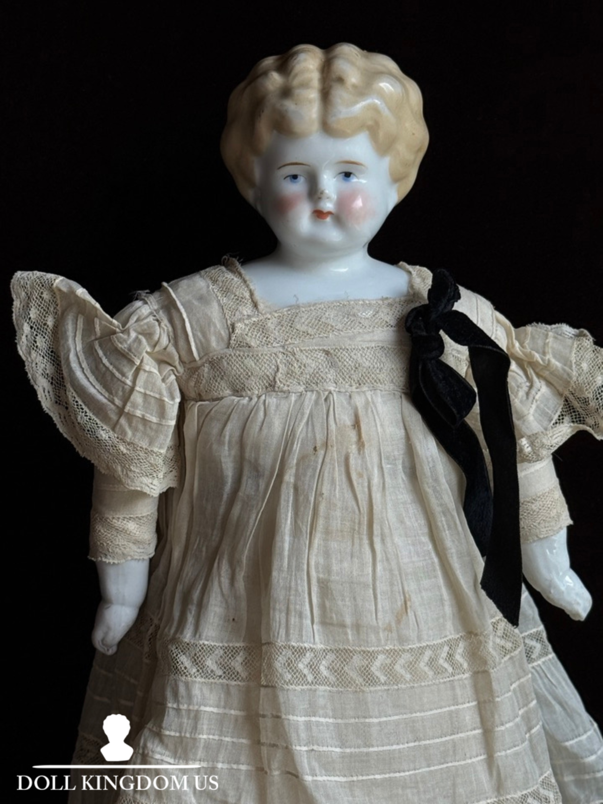 Antique German Hertwig 16” Lowbrow China Shoulder Head Doll